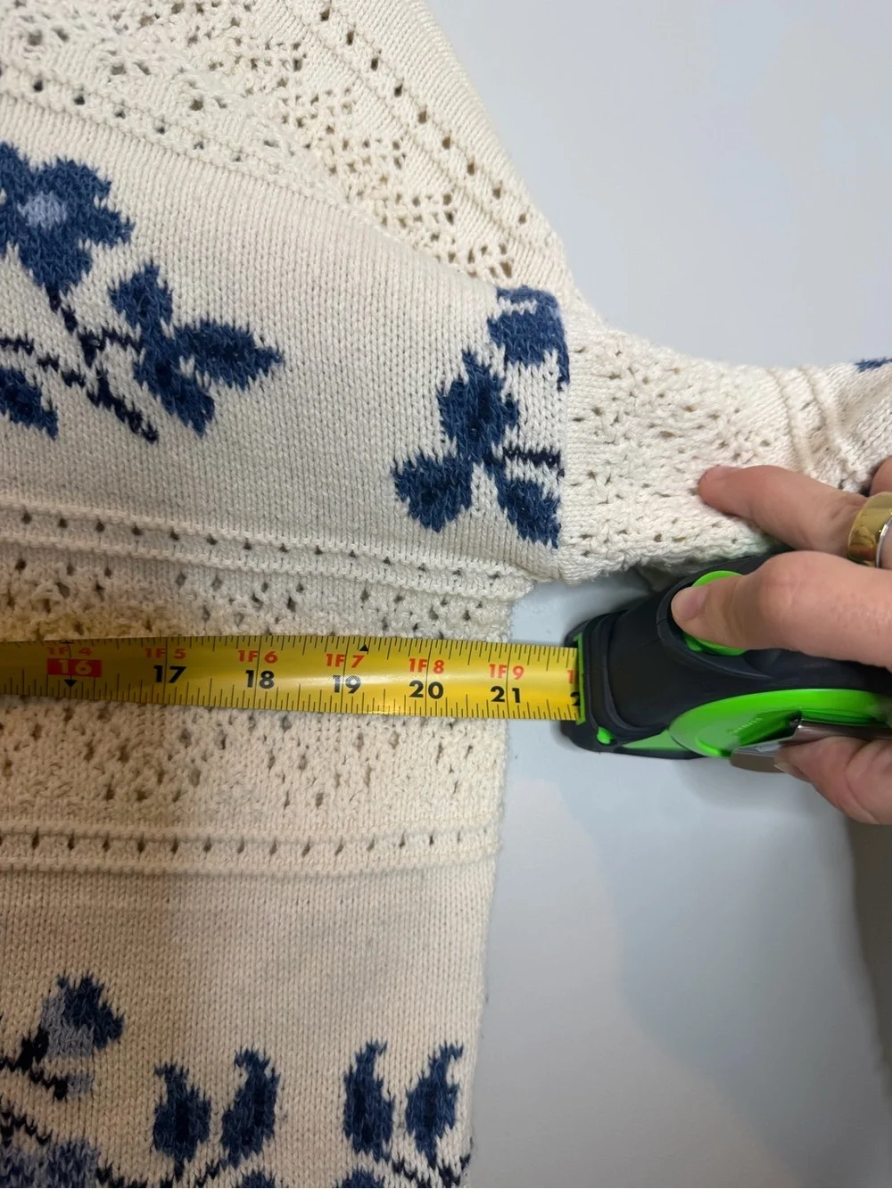 Vintage Absolutely Cotton Floral Crochet Knit Sweater Womens S Cottagecore Boho